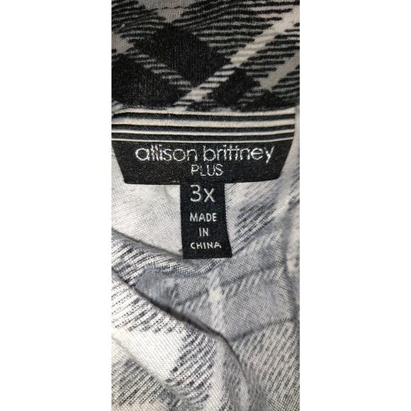 Plaid Flannel Shirt Dress BLACK & WHITE Plus Size 3X ALLISON BRITNEY Very Soft - Picture 14 of 16